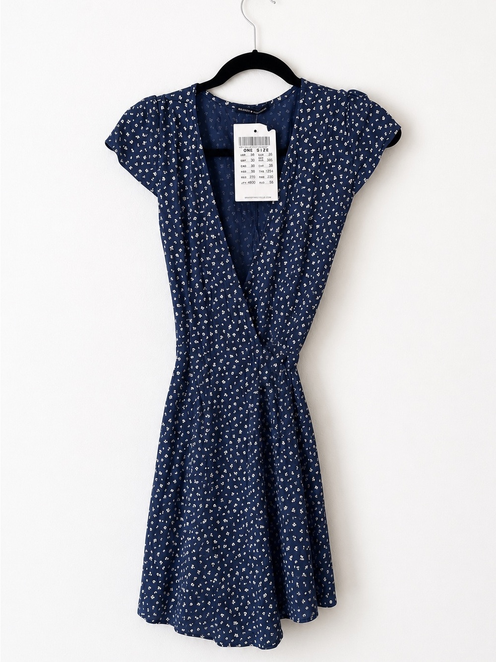 Brandy Melville Navy Mini Dress with White Floral Print
